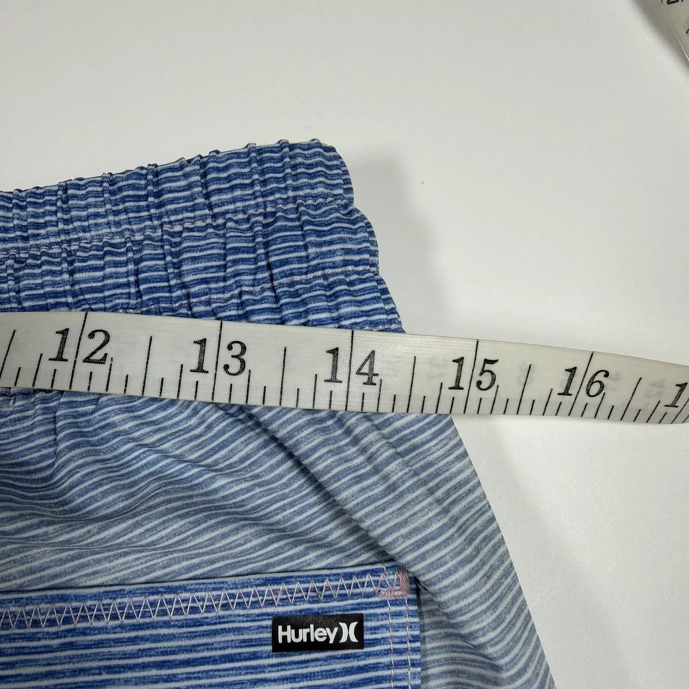 Hurley Mens Small Lined Shorts Elastic Waistband Striped Blue Pink